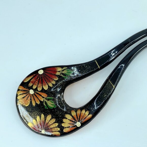 Vintage Japanese hair comb floral design kanzashi hair accessory 6.3g 4\